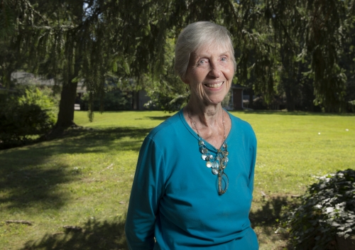 Phyllis Hall Raymond ’54, M’71 in her garden today.