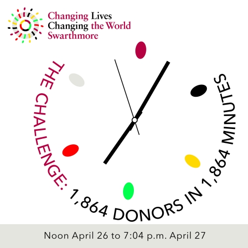 cartoon clock image of Swarthmore donor challenge