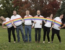 The Bulletin staff with a rainbow across their chests.