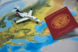 plane and passport photo 