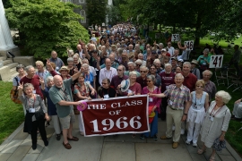 Swarthmore’s newest Sages, the Class of 1966, gather at the Parade of Classes.
