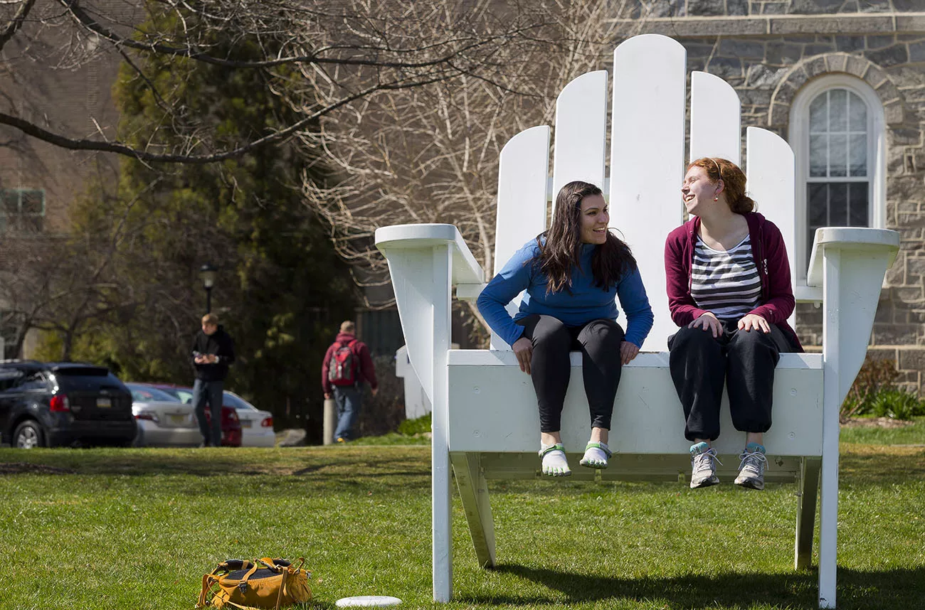 two students in big chair