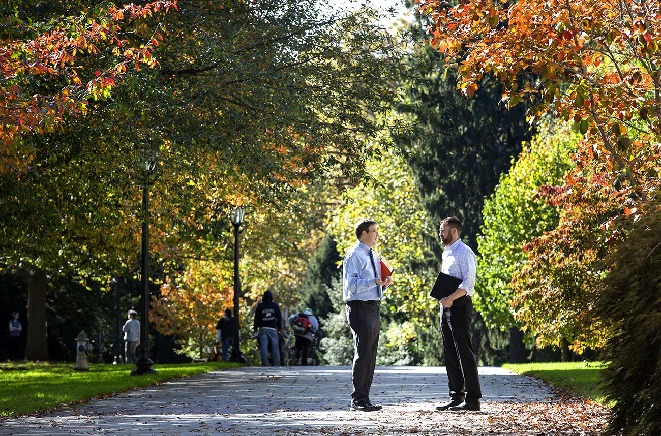 two men talking