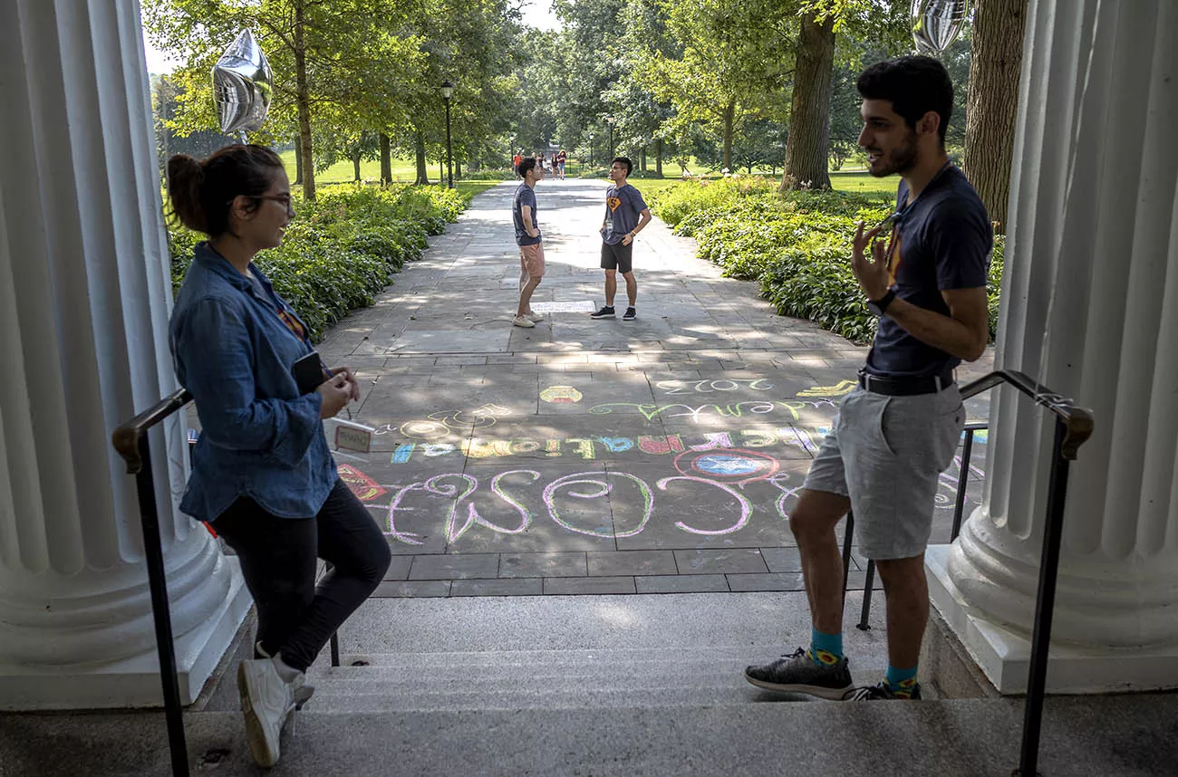 students talking