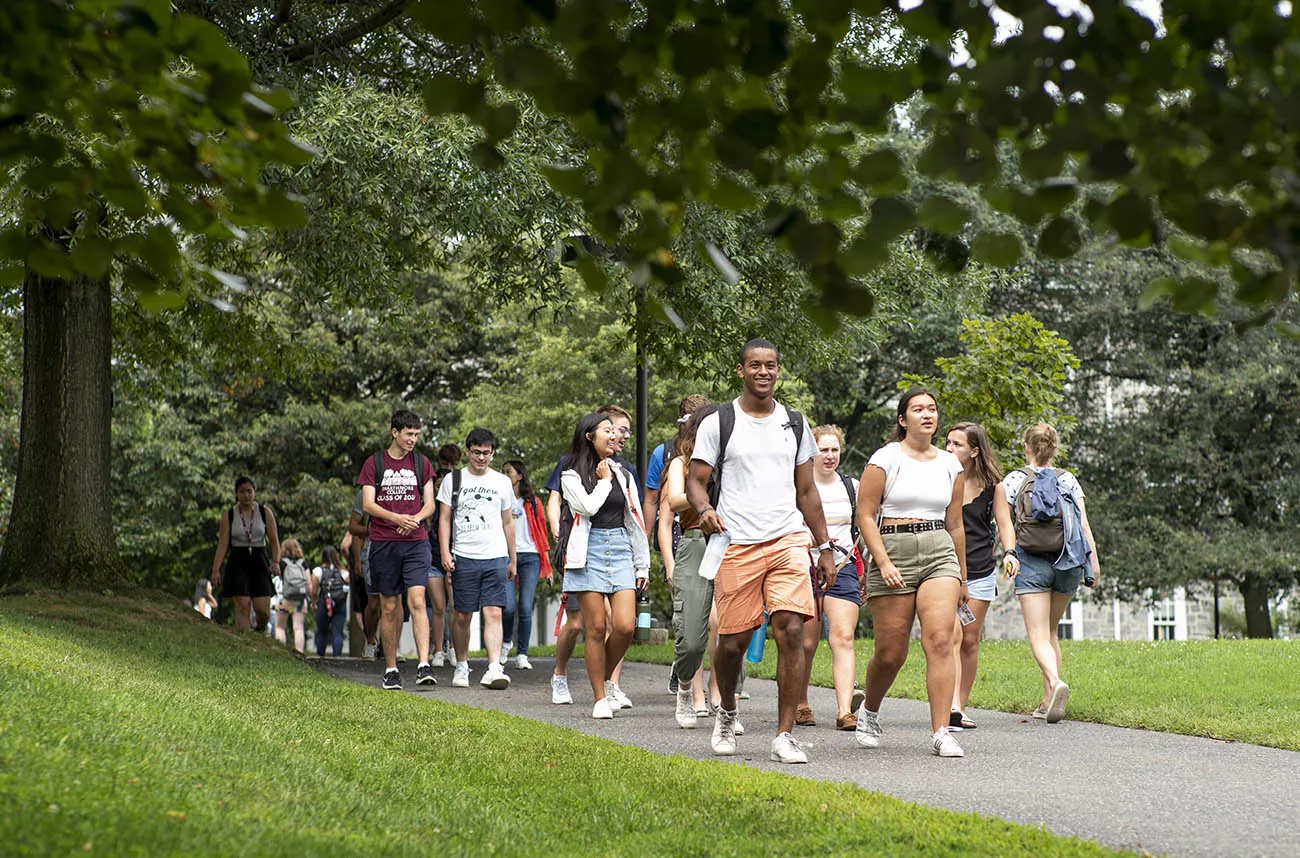 students walking