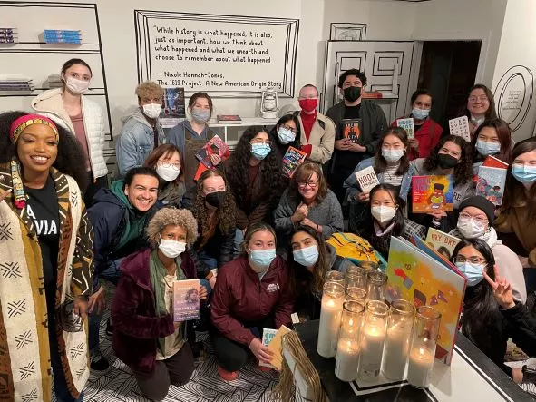 Students in ED 42 at Harriett's Bookshop.