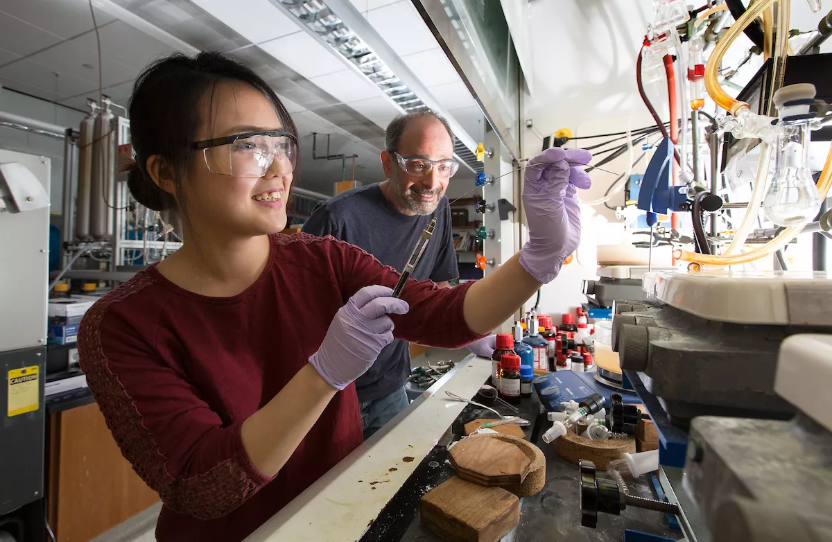 Velay award recipient Sooyun Choi '17 sets up a reaction in professor Bob Paley's Organic Synthesis Research Lab in the Science Center on the campus of Swarthmore College on Monday, July 11, 2016, in Swarthmore, Pa. 