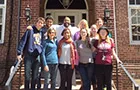 Students in front of Holy Cross Monastery