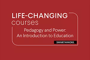 Red graphic with white text reading "Life Changing Courses"