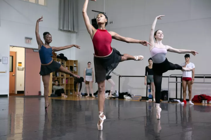 Dance performers in ballet studio