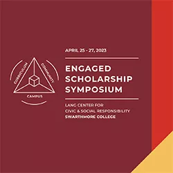 Graphic displaying logo of Lang Center with text that reads "Engaged Scholarship Symposium"