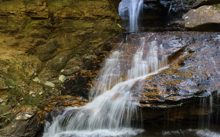 Waterfall on rock