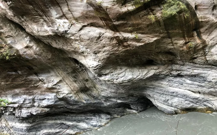 Rocky surface with swirls and stripes