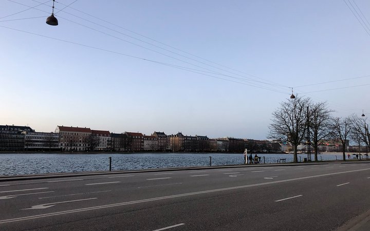 Road in front of water