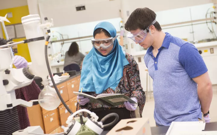 student in chemistry lab