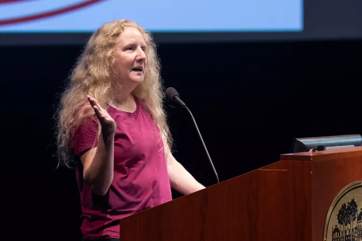 Professor of Psychology Jane Gillham speaks at First Gathering