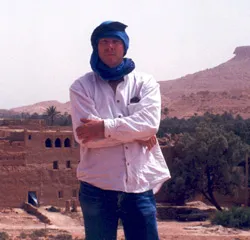 Stephen P. Bensch stands at the ruins of Sijilmasa