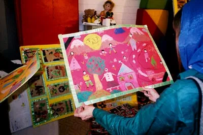 Children's artwork on display at the First International Children's Festival at Kerman 