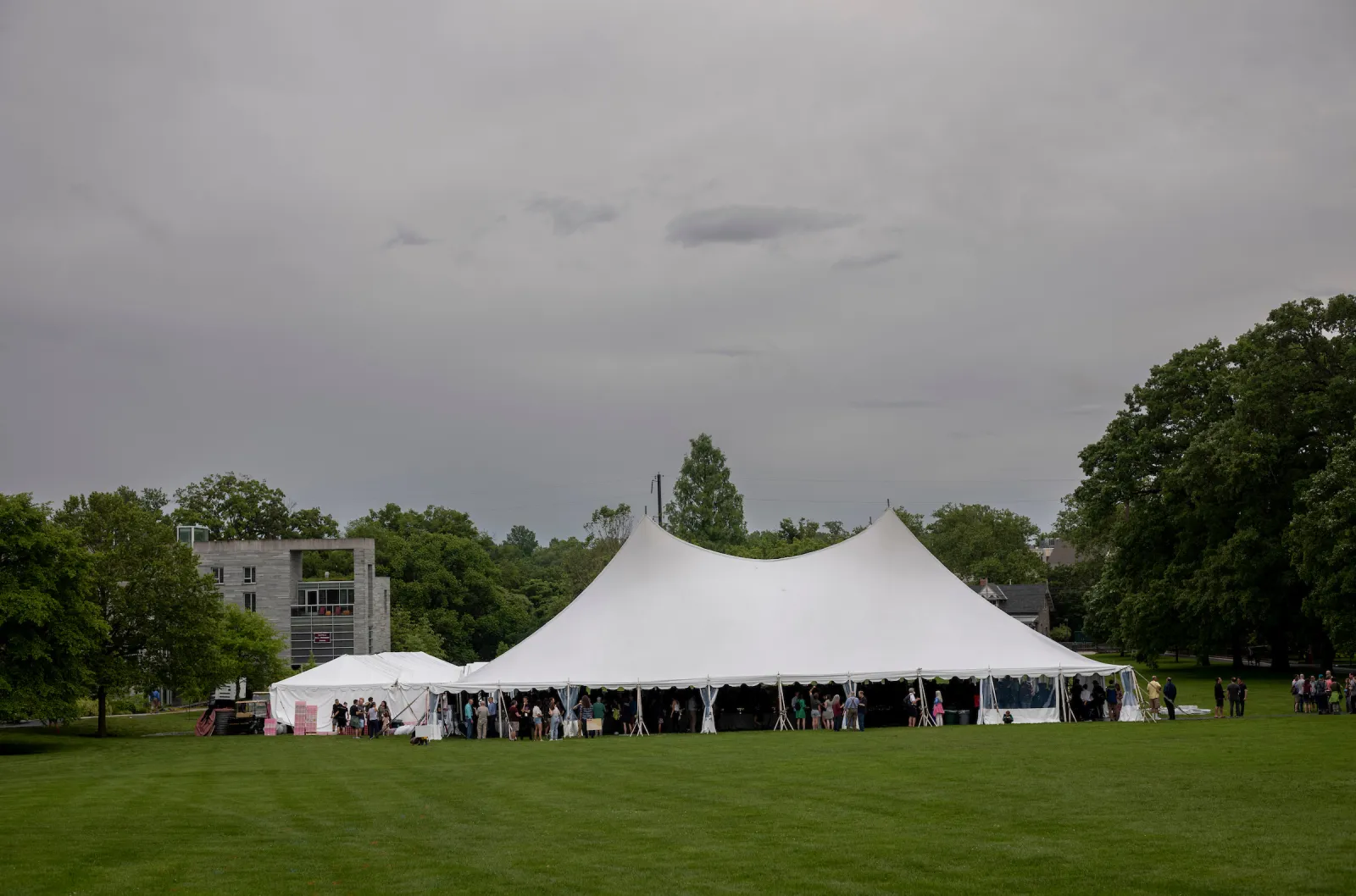 Tent over green lawn