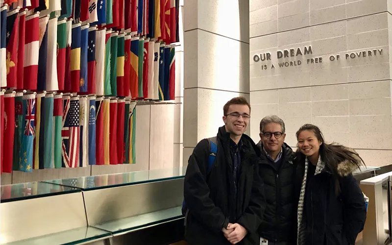 Frankie Dillon '21, Jorge Munoz '84, and Bing Tu '21