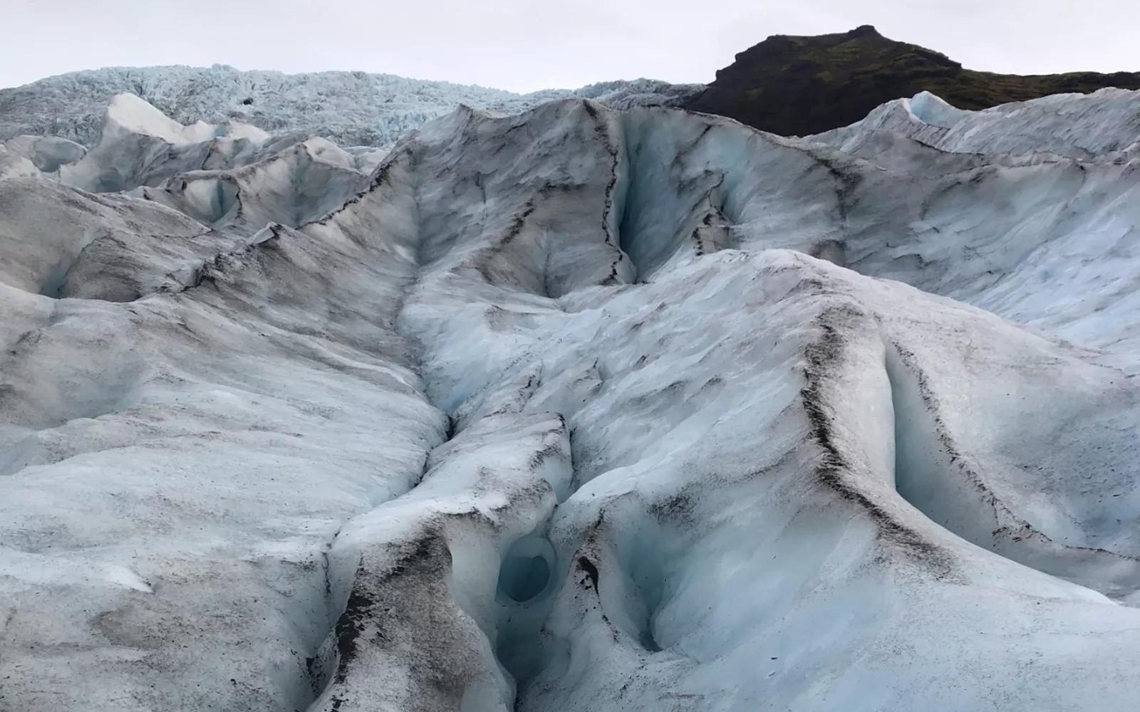 Expansive, icy surface all the way to the horizon