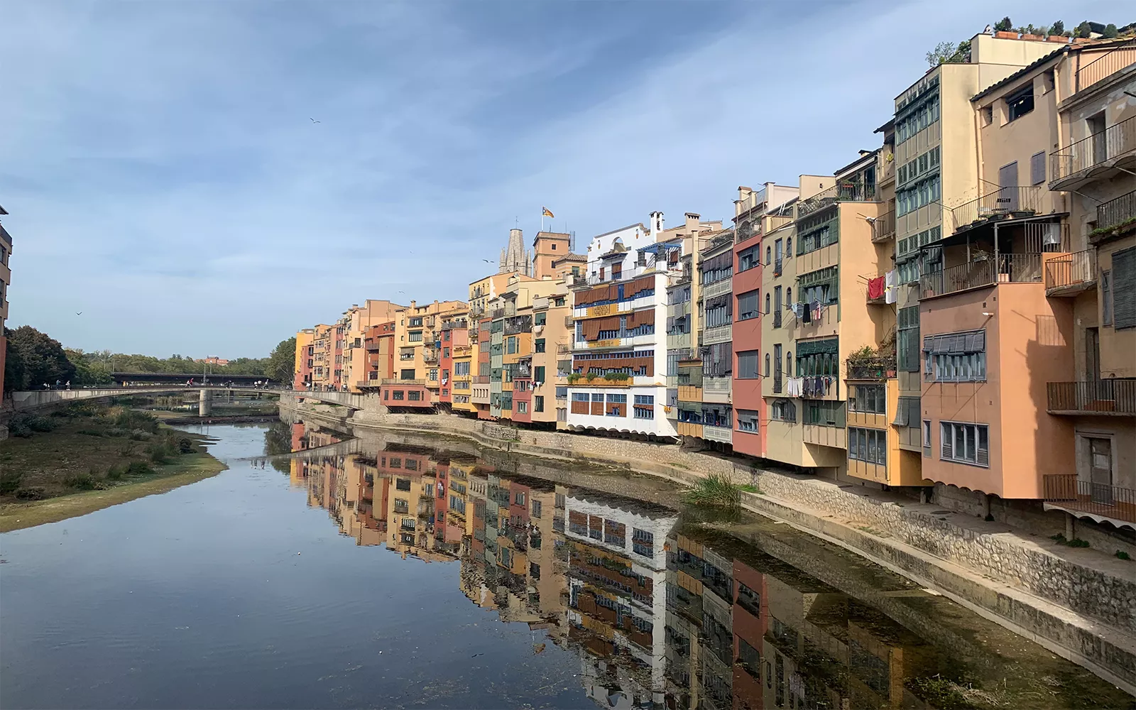 Buildings lining river