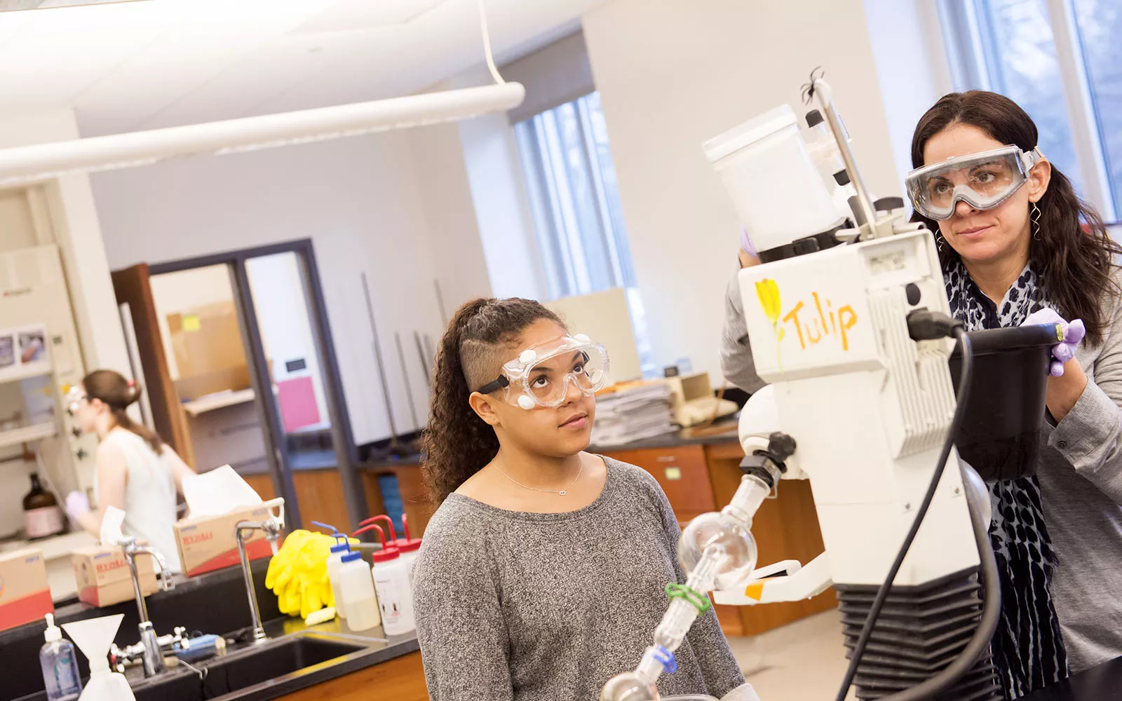 student in chemistry lab