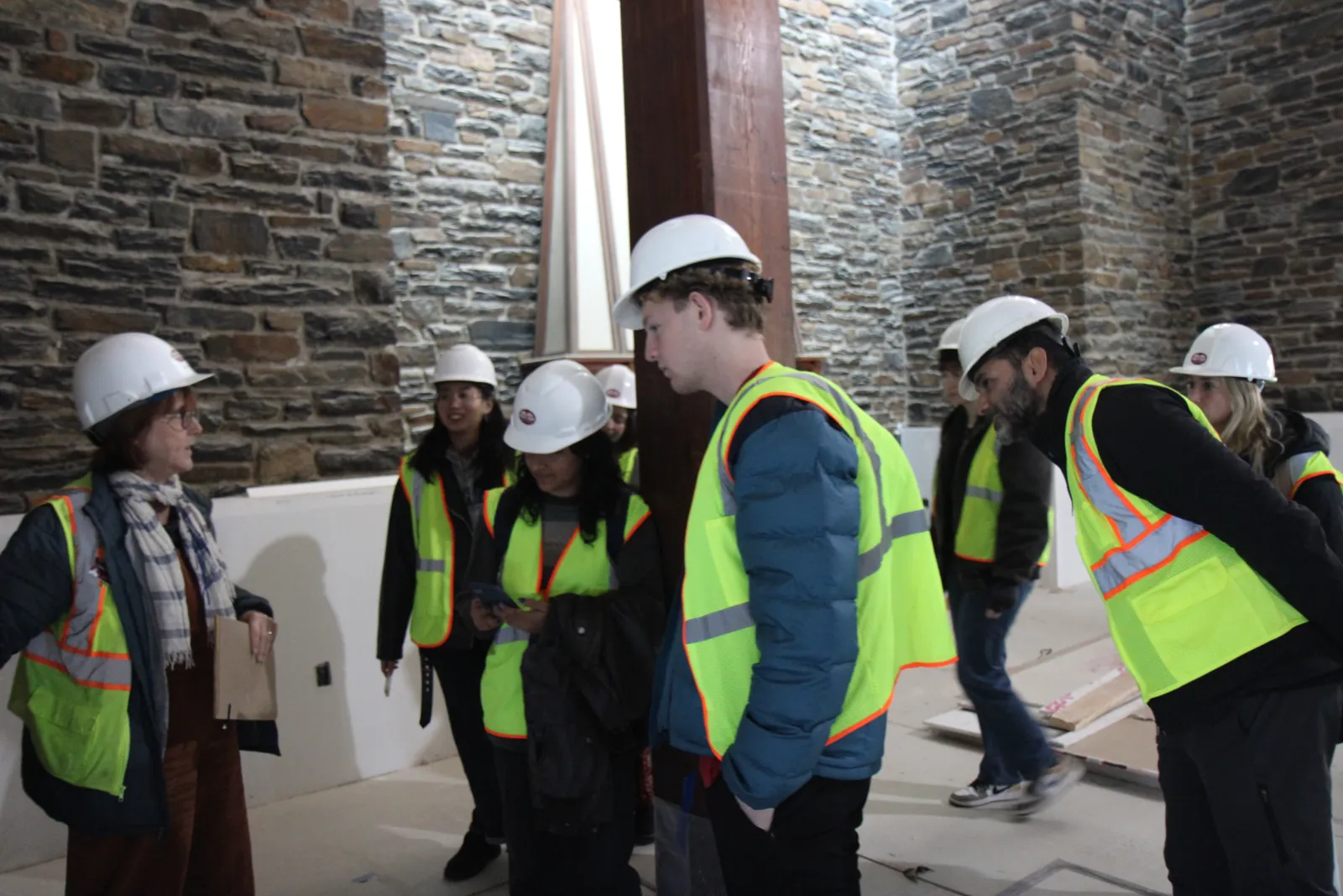 Architectures of Air class tour through the Sharples construction site.