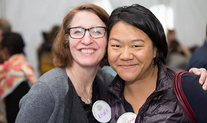 Two women hugging