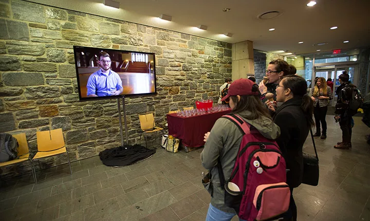 Students watch the campaign video