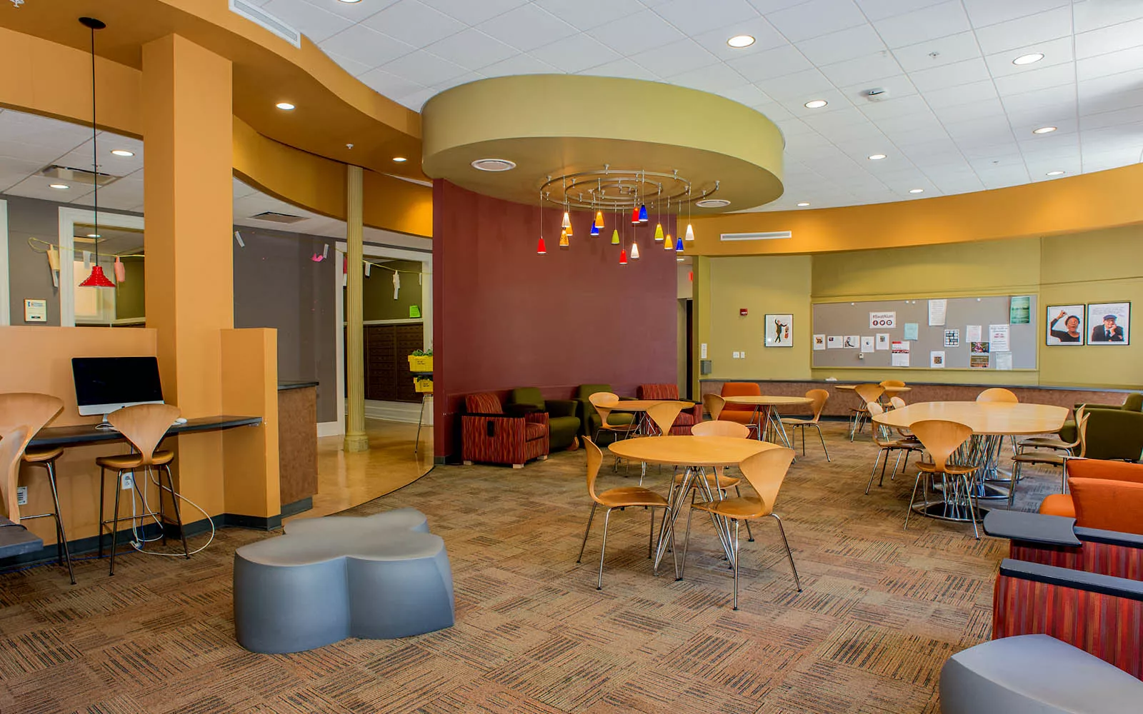 Empty student lounge space in Parrish Hall