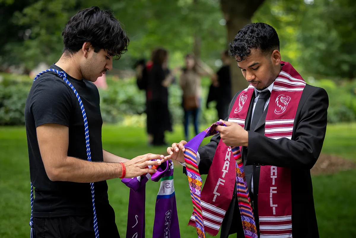 Students wear stoles for baccalaureate ceremony