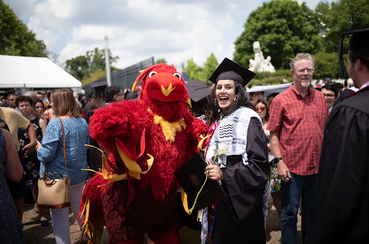 Student celebrates with Phineas