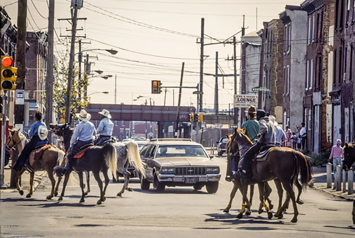 Cowboys on horseback in southwest philly