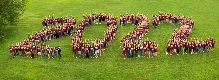 Class of 2022 forms "2022" on Mertz field