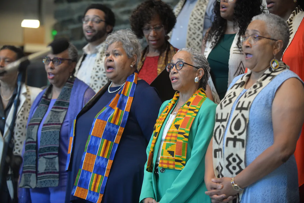 Gospel choir members perform