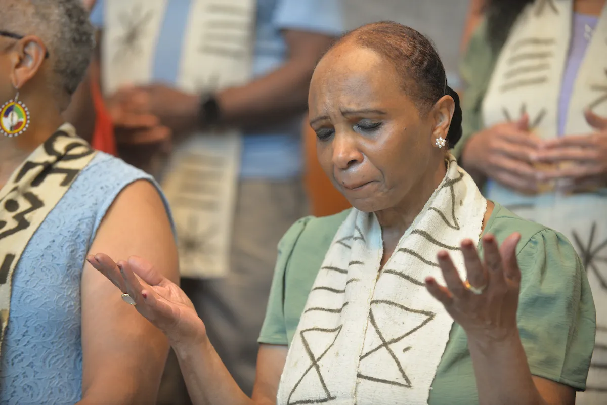 Gospel choir members perform