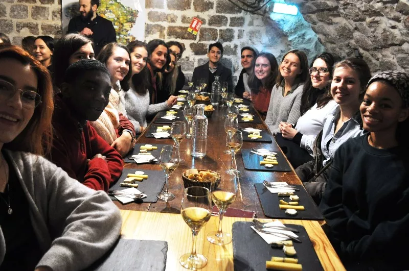 Students at a cheese tasting