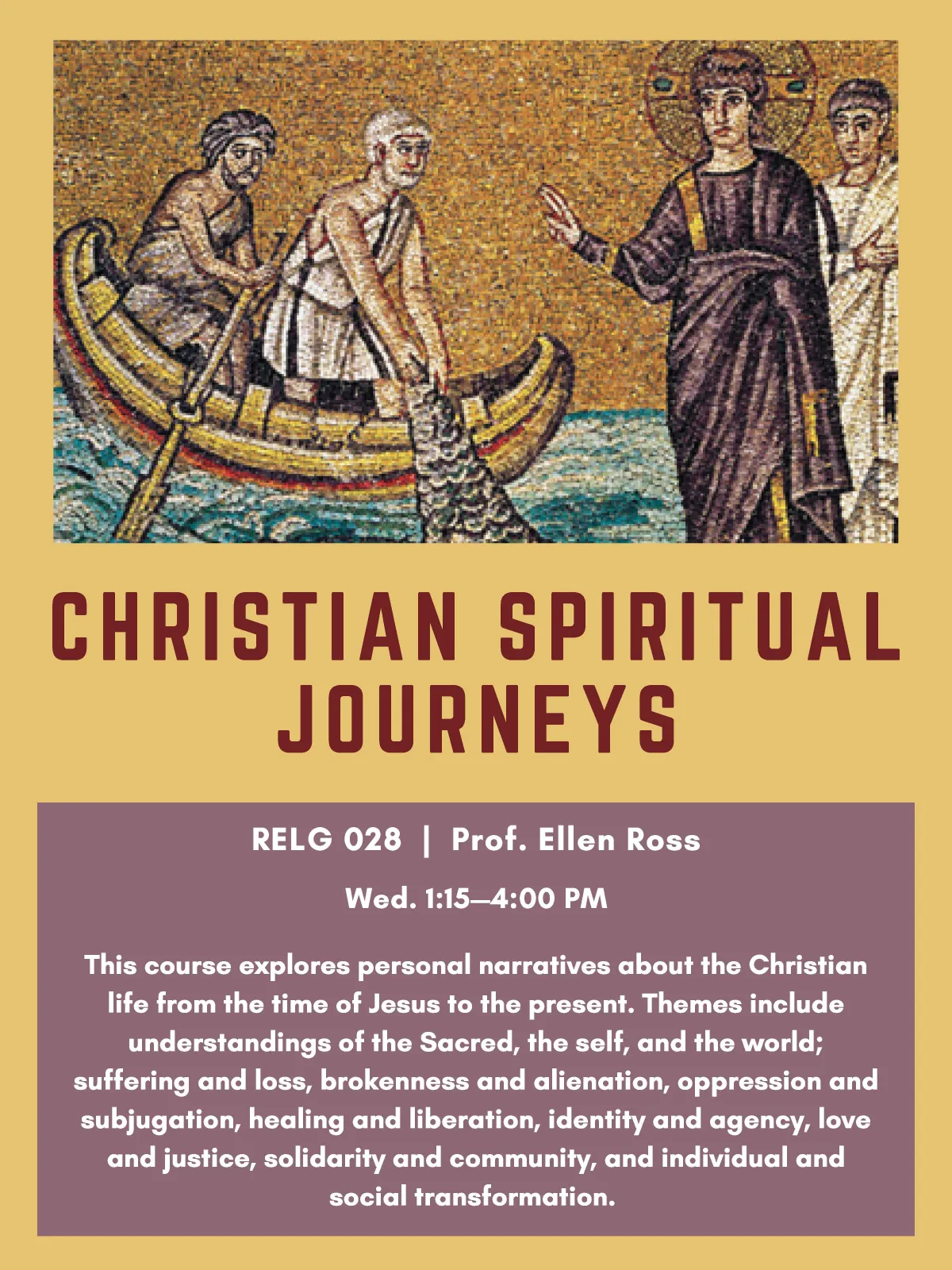 RELG 028. Christian Spiritual Journeys spring '22 poster