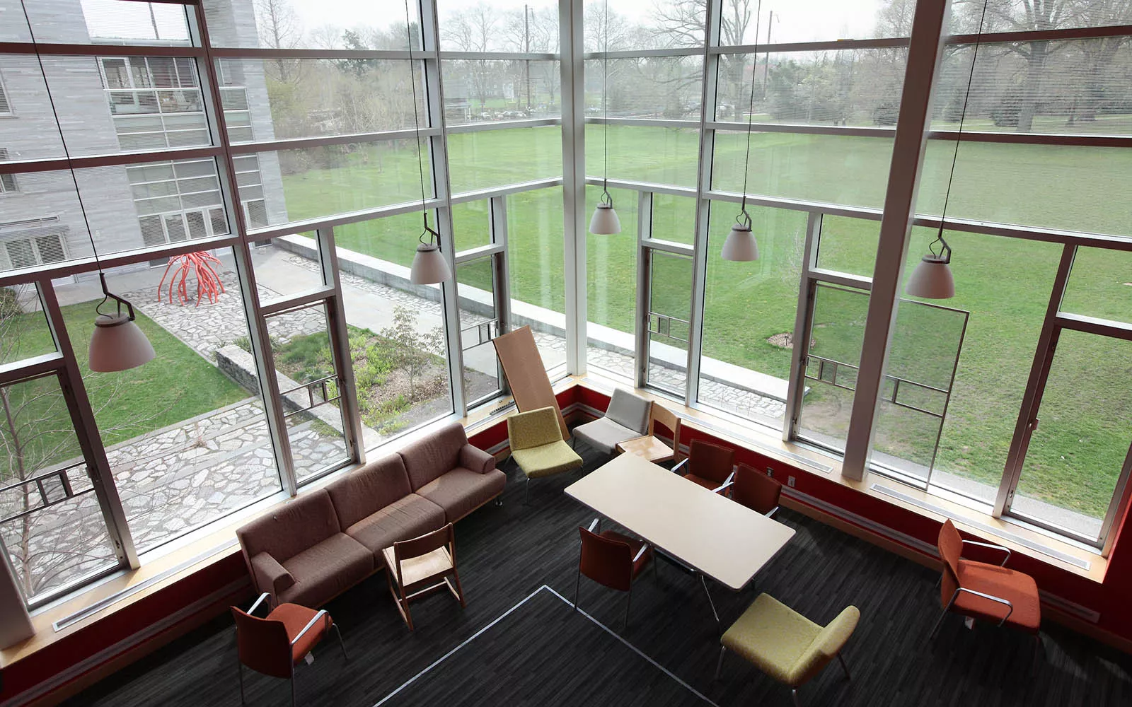 view of field through tall window