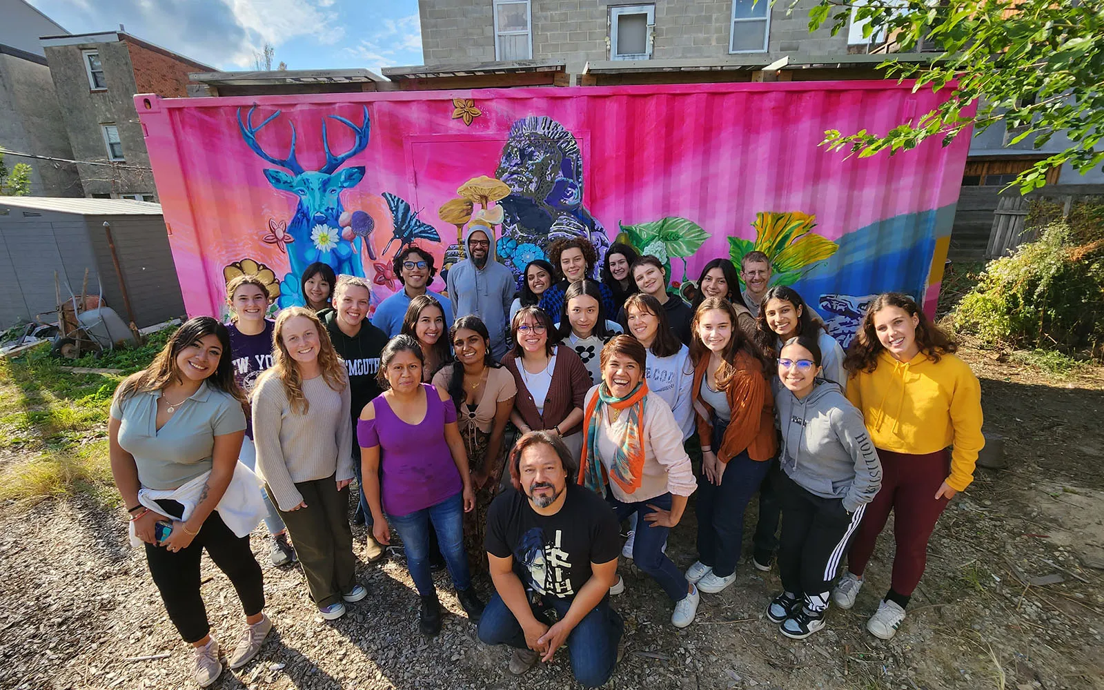 students in a community garden