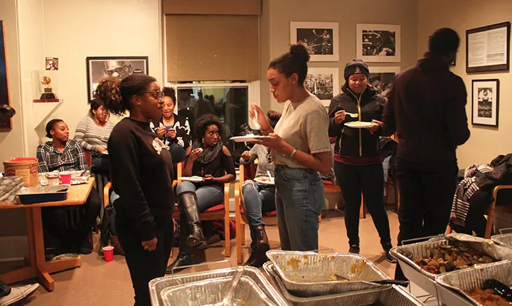 Students enjoy Thanksgiving dinner in the BCC