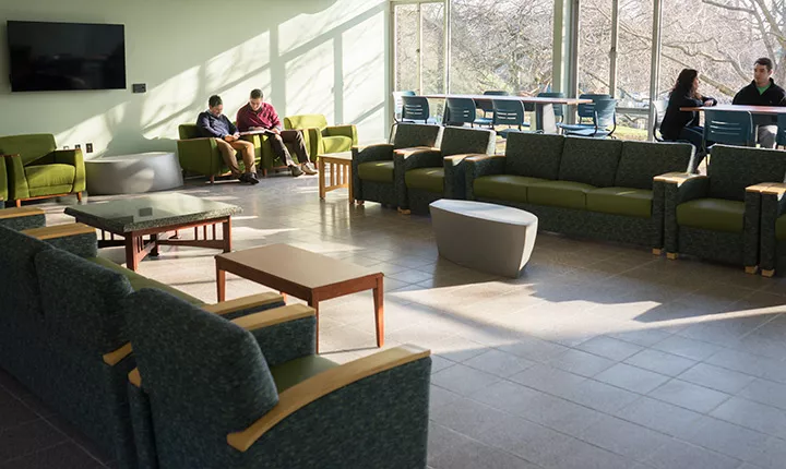 Students in the new lounge