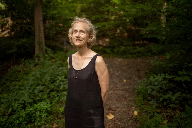 Betsy Bolton walking in Crum Woods