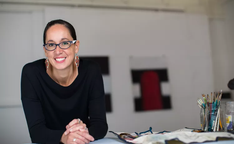 Portrait of artist in studio