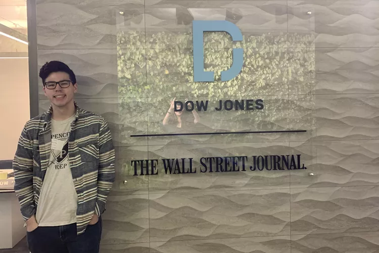 Bryce Mick '21 at office of Wall Street Journal