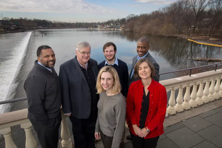 (Clockwise from left) Jerome Shabazz, Art McGarity, Jonathan Cohen ’17, Arto Woodley, Tina Rosan, and Alexandra Philyaw ’17