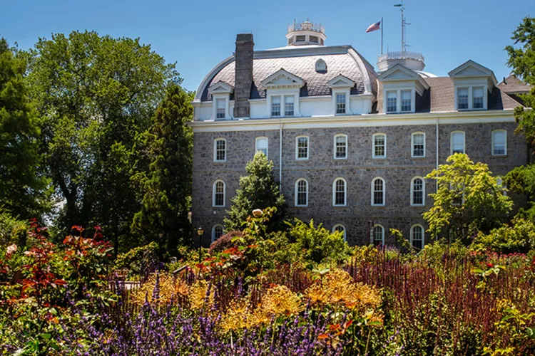 flowers in front of parrish hall