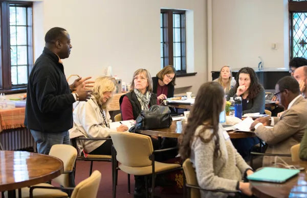 Professor Keith Reeves speaking to a class.