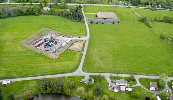 This natural gas well site is a neighbor to a church and several homes in Dimock, PA.